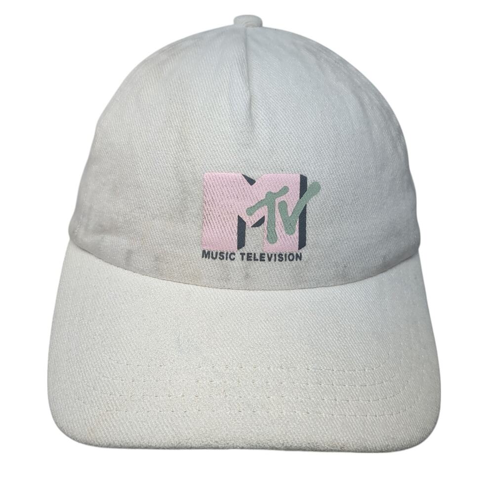 MTV Music Television Slideback 5 Panel Cap White One Size Adjustable Rubi